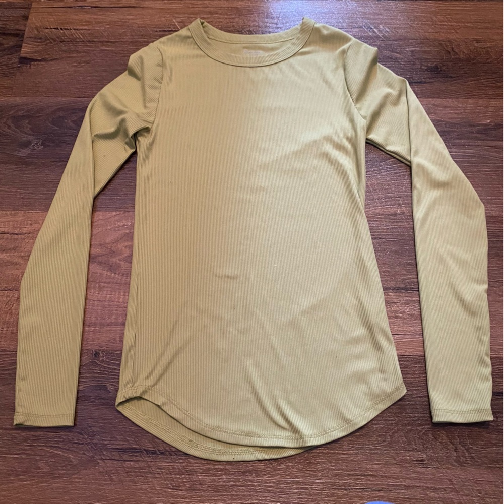 No Boundaries Lime Green Ribbed Long Sleeve